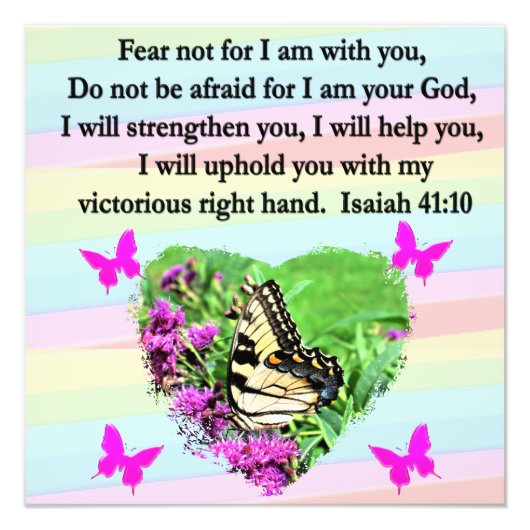 IMPRESSION PHOTO PURPLE BUTTERFLY ISAIAH 41:10 BIBLE VERSE (Devant)