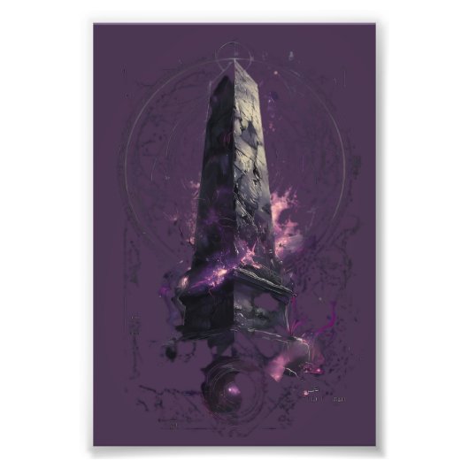 Impression Photo Purple Cosmic Obelisk Occult Dark Art (Devant)