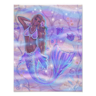 Impression Photo Raeni Mermaid aux bettas violets par Renee Lavoie