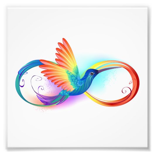 Impression Photo Rainbow Hummingbird with Infinity symbol (Devant)