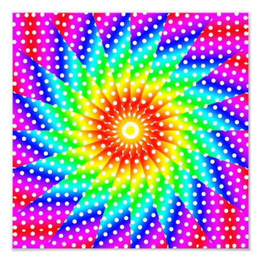 Impression Photo Rainbow Polka Dot Kaleidoscope Mandala (Devant)