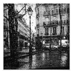 Impression Photo Rainy Day à Paris noir et blanc