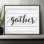 Impression Photo Rassemblement rustique - Bois Shiplap avec une fam<br><div class="desc">Un design branché de fixeuse de ferme avec une touche moderne. Ajoutez un nom de famille pour faire un grand souvenir pour n'importe quel couple.</div>