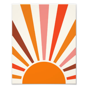 Impression Photo Rayons Soleil Rétro Coucher Soleil Orange Jaune Ro