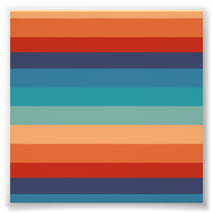 Impression Photo Rayures Arc-en-Ciel Couleurs Vintage Vieil Style C