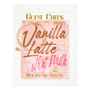 Impression Photo Réception du chèque client Vanilla Latte café lait