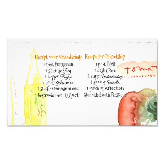 Impression Photo Recette de l'amitié (Devant)