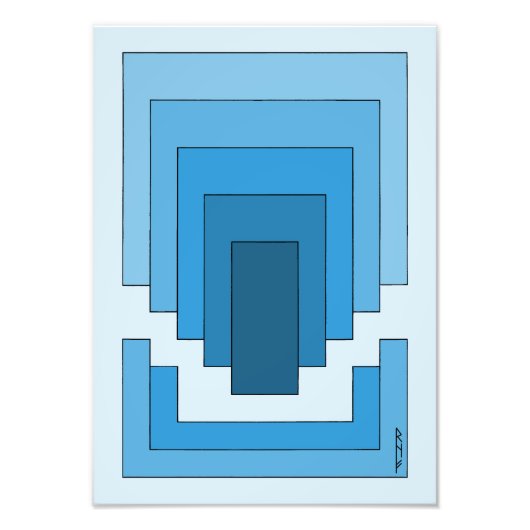 Impression Photo Rectangle Abstrait en bleu (Devant)