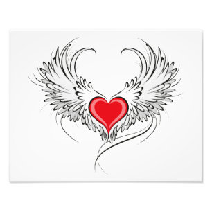 Impression Photo Red Angel Coeur avec ailes