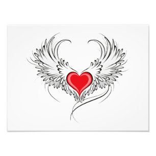 Impression Photo Red Angel Coeur avec ailes