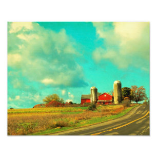 Impression Photo Red Barn Blue Sky