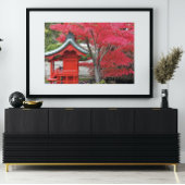 Impression Photo Red Japanese Maple Feuilles et Garden Shrine