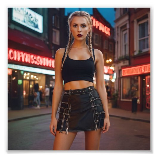 Impression Photo Red Light Blonde Pigtails Dutch Girl (Devant)