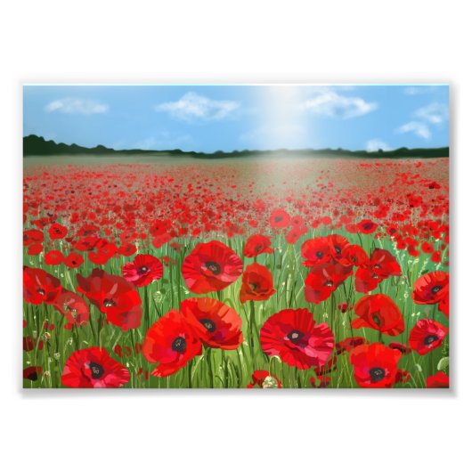 Impression Photo Red poppy field wall art decor landscape (Devant)