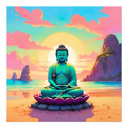 Impression Photo Reflet du coucher de soleil de Bouddha (Devant)