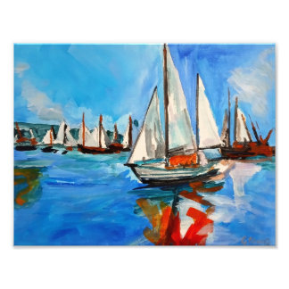 Impression Photo Reflets du port de la régate de voile