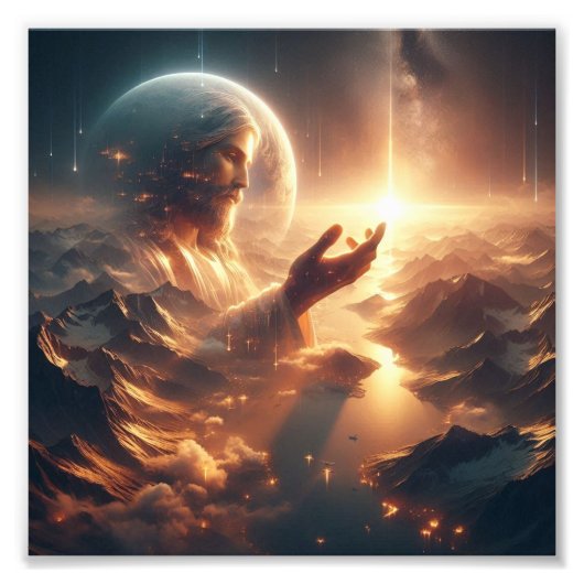 Impression Photo "Réflexion divine : Jésus en Harmonie cosmique" (Devant)