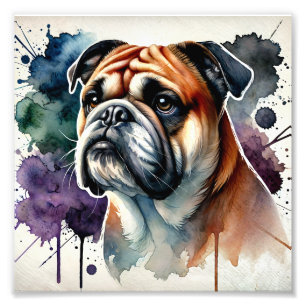 Impression Photo Regal Bulldog Watercolor Art