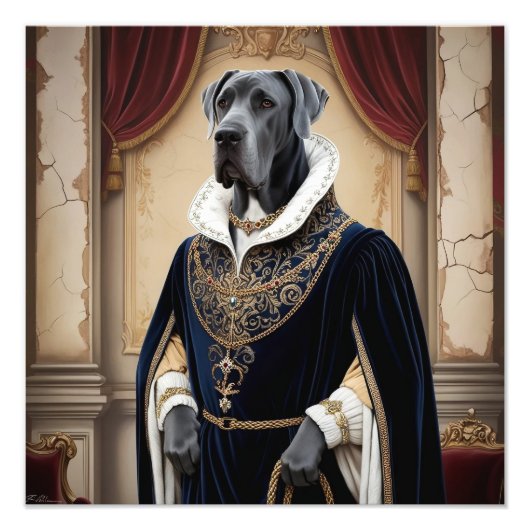 Impression Photo Regal Dog dans Renaissance Attire - Art numérique (Devant)