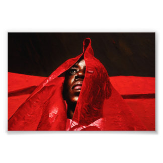 Impression Photo Regard intense : Un puissant portrait rouge du mys