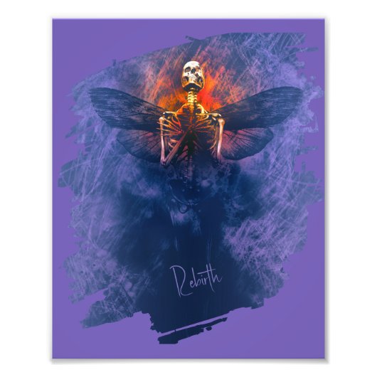 Impression Photo Renaissance. Squelette avec ailes se levant (Devant)