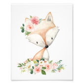 Impression Photo Renard, Animaux De Bois, Boho, Fleurs Roses (Devant)