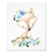 Impression Photo Renard, Animaux des bois, Boho, Fleurs bleues (Devant)