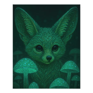 Impression Photo Renard Enchanté & Champignons Bioluminescents Fair
