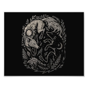 Impression Photo Renards solaires lunaires • Art Yin-Yang de la for