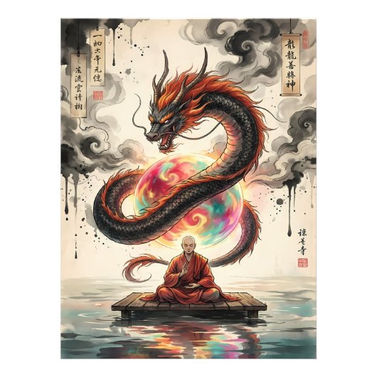 Impression Photo Rencontre Sérénité : Moine et Dragon Céleste (Devant)