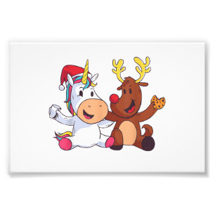 Impression Photo Renne Rudolph Noël Ren Licorne Nez Rouge G