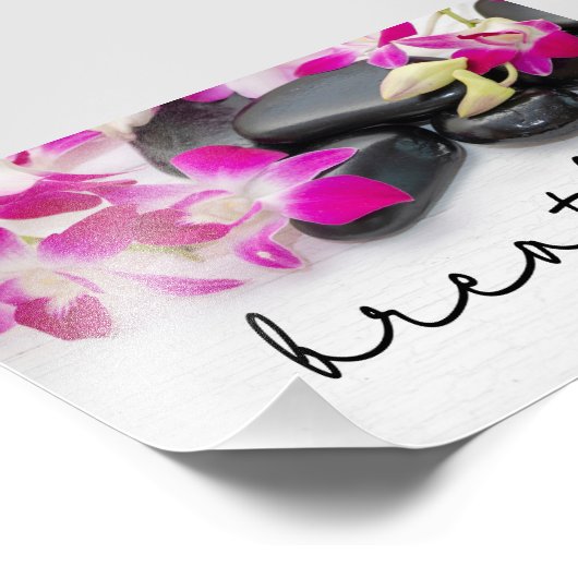 Impression Photo Respirer la sérénité : orchidée, Spa en pierre cha (Coin)