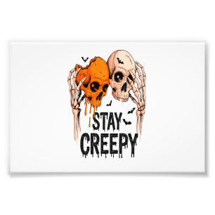 Impression Photo Restez Créepy PNG, Crâne Rétro Halloween
