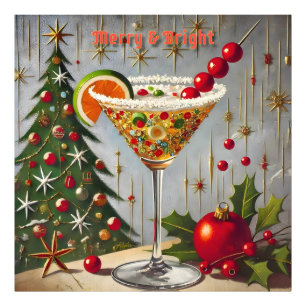 Impression Photo Retro années 50 Cocktail de bonbons de Noël Merry