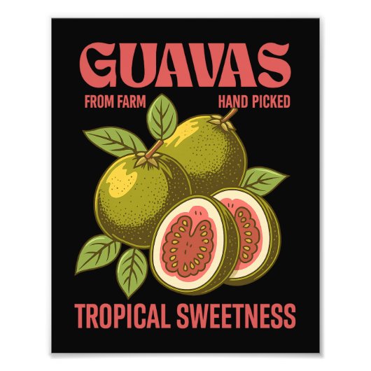 Impression Photo Retro Guavas Fruit Commercial Graphisme Art Style (Devant)