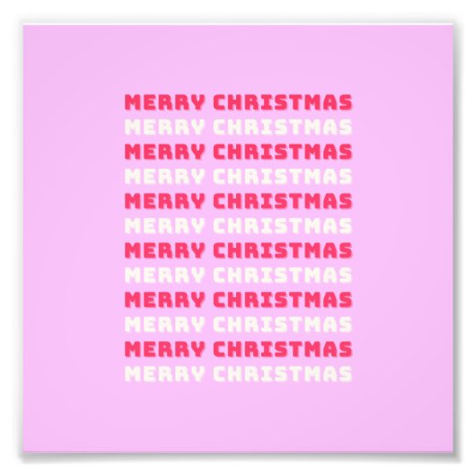 Impression Photo Retro Joyeux Noël rose Décor de vacances Preppy (Devant)