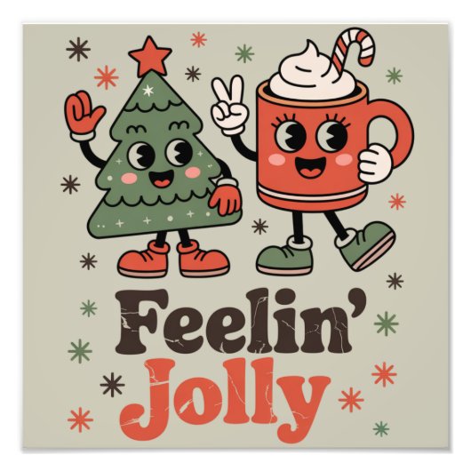 Impression Photo Retro Noël Sentiment Jolly Vintage vacances (Devant)