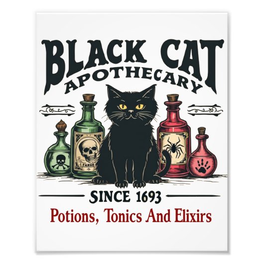 Impression Photo Rétro Scary Chat noir Apothecary Wicca (Devant)