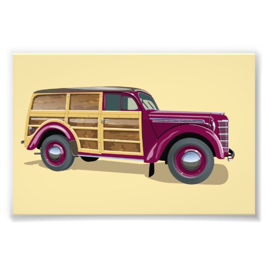 Impression Photo Retro woody wagon delivery truck  (Devant)