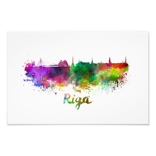 Impression Photo Riga skyline in watercolor