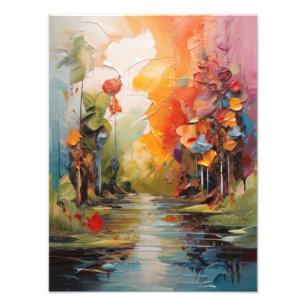 Impression Photo Riverbank tranquille - Peinture paysagère dynamiqu