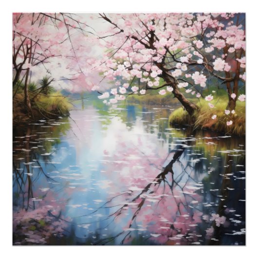 Impression Photo Rivière Spring Trees (Devant)