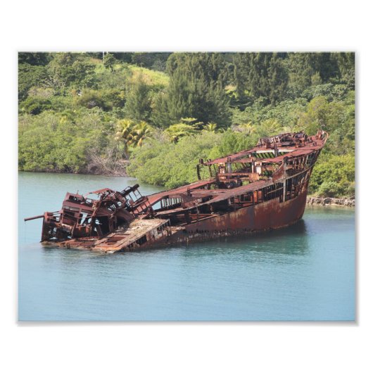 Impression Photo Roatan Honduras, Épave Le Long De La Côte (Devant)
