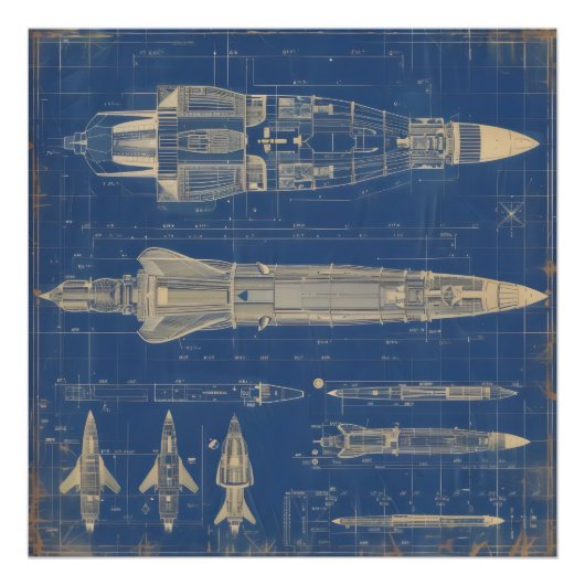 Impression Photo Rocket Sci-Fi Blueprint (Devant)