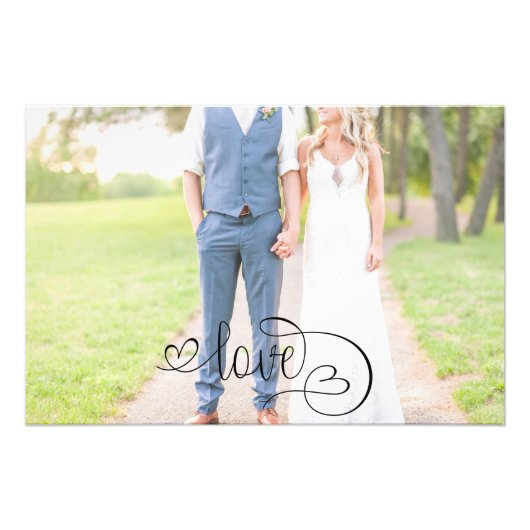Impression Photo Romantique Black Love Script Mariage élégant (Devant)
