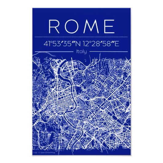 Impression Photo Rome Plan de ville affiche Blueprint (Devant)