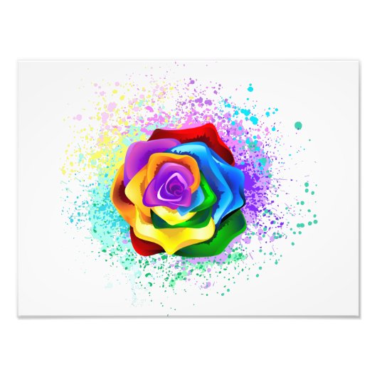 Impression Photo Rose arc-en-ciel coloré (Devant)