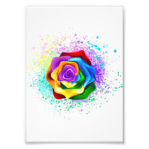 Impression Photo Rose arc-en-ciel coloré