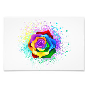Impression Photo Rose arc-en-ciel coloré