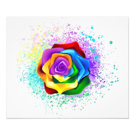 Impression Photo Rose arc-en-ciel coloré (Devant)